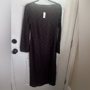 NWT GAP Women's Long Sleeve Brown Lace Dress
